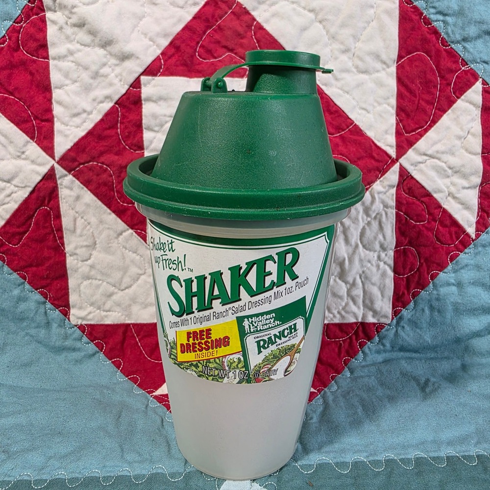 Vintage Hidden Valley Ranch Salad Dressing Shaker Bottle 1991 Green Lid NOS